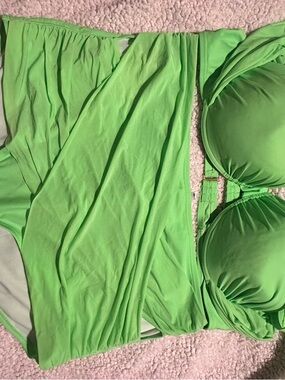 Swimsuits For All Lime Green Push-Up Bikini Set